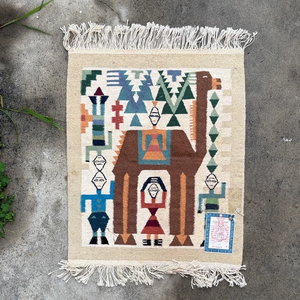 Tunisian Colorful Geometric Pattern Rug